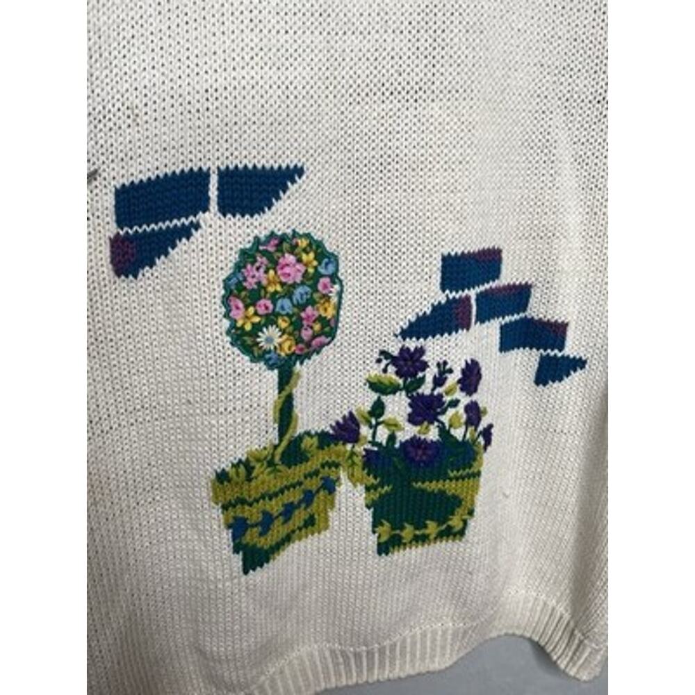 CST Studio Knit Sweater Vest Size 2x Floral Window Box Graphics Ramie Blend - Picture 11 of 14